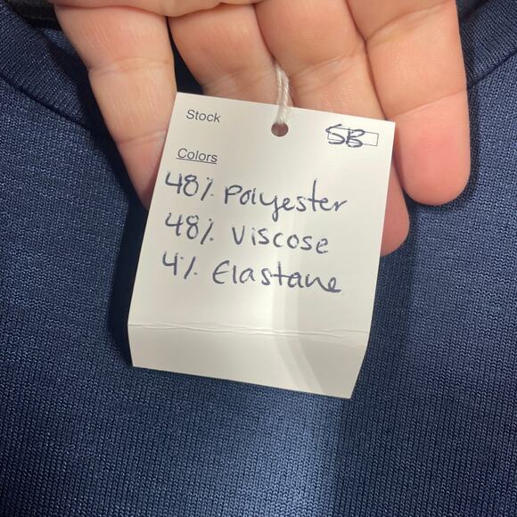 Adrianna Papell Womens Flutter Sleeves Boxy Top Tee Navy Crew Neck Stretch - Picture 6 of 6